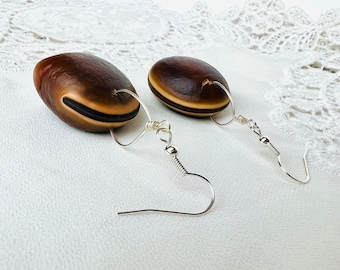 Handmade Tropical Sea Bean Earrings, Natural Dangle Drop Earrings, Sea Purse (Dioclea reflexa), Costa Rica Beach, Ocean Drift Seeds