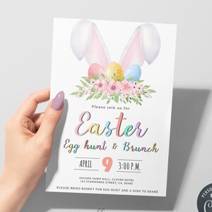 Easter Egg Hunt Invite, Easter Brunch, Spring Easter, Editable Easter Invitation, Egg Hunt Party, Easter Printable, Happy Easter, H09