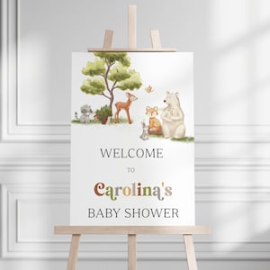 Bewerkbaar welkomstbord babyshower bosdieren, decoratie babyshower bos, decoratie bosdieren, welkomstbord bos, bosdieren, banner, BBS75
