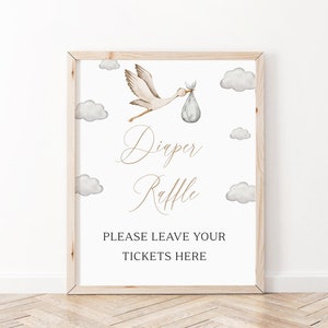 Stork Baby Shower Diaper Raffle Sign, Special delivery Baby Shower, Stork Baby Games, Stork with baby in blanket, Flying Stork, BBS15