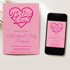 Bearbeitbare Galentines-Einladung, Galentine Day Party-Einladung, Galentines Day Brunch-Einladung, Valentinstag einladen, Girls Night einladen, H16