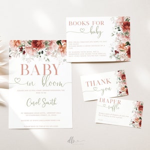 Editable Baby in Bloom Baby Shower Invitation Bundle, Wildflower Baby Shower Invitation, Spring Flowers Baby Shower Invite Pack, BBS63