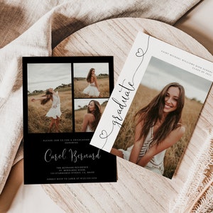 Modern Graduation Announcement, Minimalist Senior Announcement Card, Graduation Party Template, Multiple Photo Graduation Invite, GRAD01