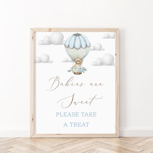 Teddy Bear Hot Air Balloon Babies are Sweet Sign, Teddy Bear Theme Baby Shower, We Can Bearly Wait, Boy Baby Shower, Boho Baby Shower, BBS56