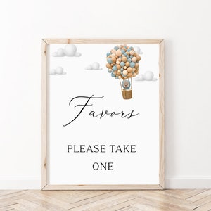Hot Air Balloon Teddy Bear Favors Sign, We Can Bearly Wait, Up Up Away, Its a Boy, Baby Boy Shower Decor, Teddy Bear Decorations, BBS33