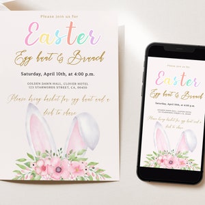 Editable Easter Egg Hunt Invitation, Easter Brunch, Spring Easter, Easter Invitation, Egg Hunt Party, Easter Printable, Happy Easter, H07