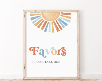 Favors Please Take One Sign, Sunshine Baby Shower, Here comes the Son, Ray of Sunshine, Baby Shower Decor, Baby Sign, Coed Baby Shower,BBS74