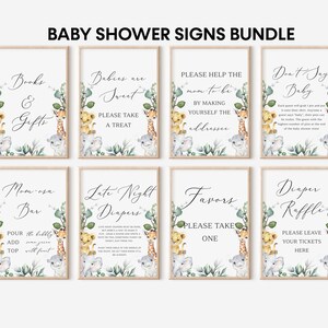 Safari Animals Baby Shower Signs Bundle, Safari Jungle Baby Shower, Greenery Safari Animals Baby Shower, Forest Animals, Safari Signs, BBS22