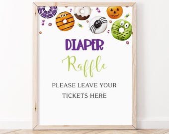 Halloween Donuts and Diapers Baby Diaper Raffle Sign, Girl Donut Baby Shower, Sweets Sprinkle Baby Shower, Donuts Baby Shower Sign, BBS94