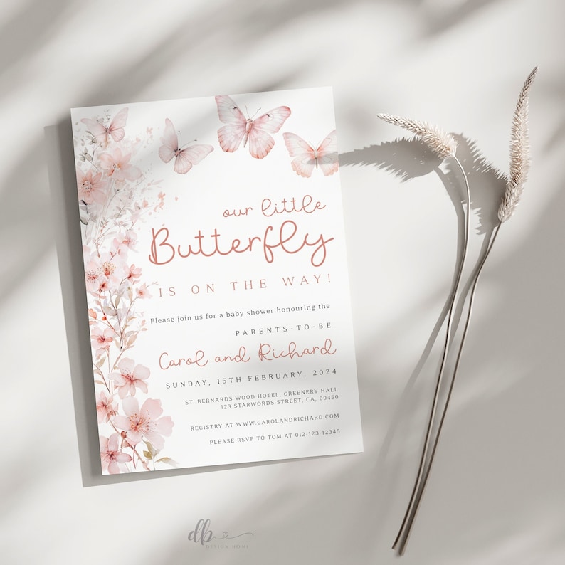 boho butterfly, butterfly baby shower invitation, butterfly baby decor