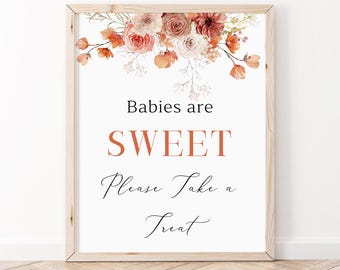 Fall Baby Brunch Babies are Sweet Table Sign, Fall Baby Shower Sign, Orange Floral Baby Sign, Winter Baby Shower Decor, Rustic Orange,BBS114