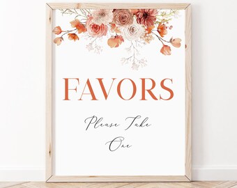 Fall Baby Brunch Favours Sign, Winter Favor, Fall Baby Shower Sign, Orange Floral Baby Sign, Winter Baby Shower Decor, Rustic Orange, BBS114