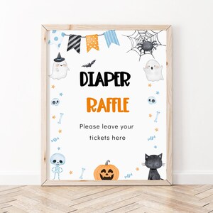 A Little Boo Baby Shower, Halloween Diaper Raffle Sign, Cute White Ghost Halloween Baby Shower Sign, Boy Halloween Baby Shower Decor, BBS90