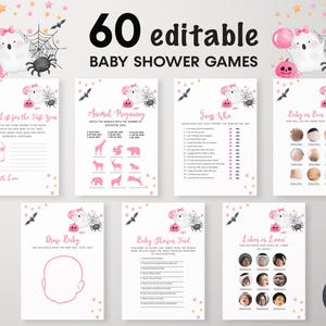 60 Editable Pink A Little Boo Baby Shower Games Bundle, Baby Girl Halloween Baby Shower Games, Cute Ghost Baby Shower, Girl Games Set, BBS92