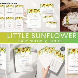 A Little Sunflower Baby Shower Invitation Bundle, Sunflower Baby Games, Sunflower Decor, Sunflower Signs Bundle, Sunflower Welcome, BBS11