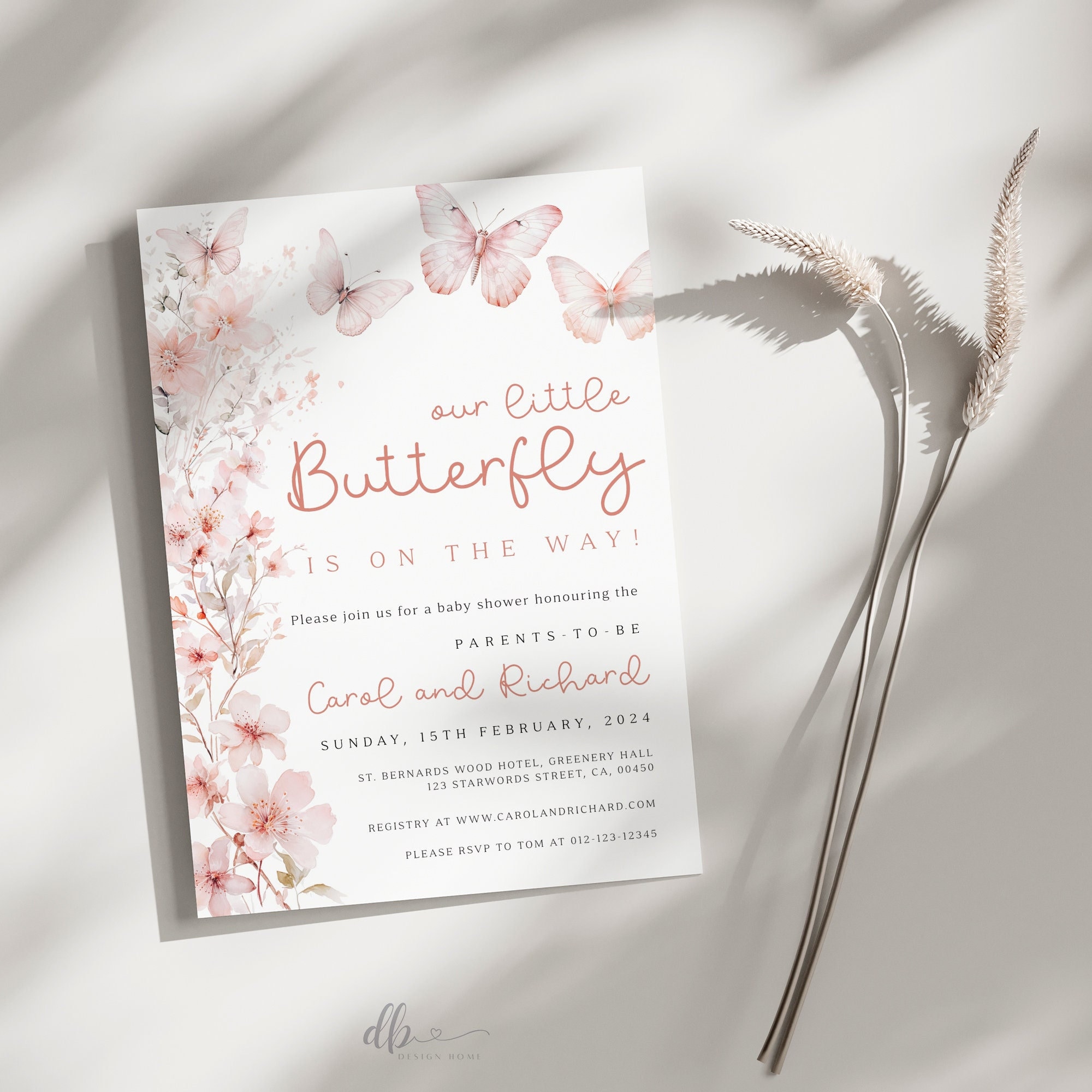 Editable Our Little Butterfly is on the Way Invitation Bundle, Boho ...