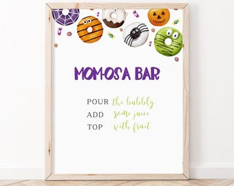 Halloween Donuts and Diapers Baby Momosa Bar Sign, Girl Donut Baby Shower, Sweets Sprinkle Baby Shower, Donuts Baby Shower Sign, BBS94