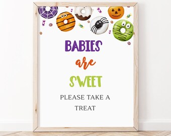 Halloween Donuts and Diapers Baby Babies Are Sweet Sign, Girl Donut Baby Shower, Sweets Sprinkle Baby Shower, Donuts Baby Shower Sign, BBS94