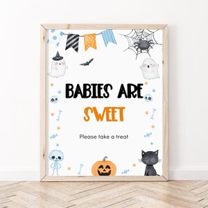 A Little Boo Baby Shower, Halloween Babies Are Sweet Sign, Cute White Ghost Halloween Baby Shower Sign, Boy Halloween Baby Shower, BBS90