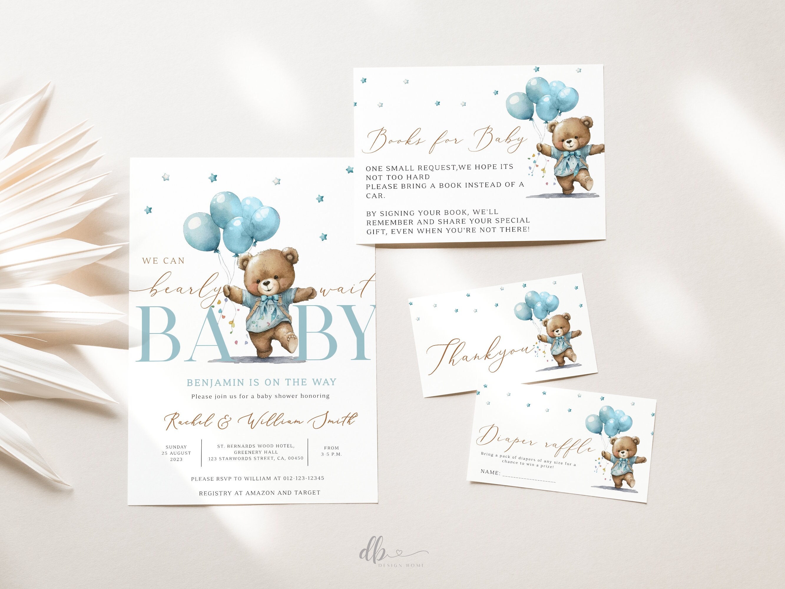 Editable We Can Bearly Wait Invitation Bundle, Bear Baby Shower Invite ...