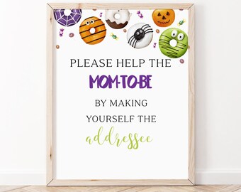 Halloween Donuts and Diapers Baby Addressee Mom Sign, Girl Donut Baby Shower, Sweets Sprinkle Baby Shower, Donuts Baby Shower Sign, BBS94