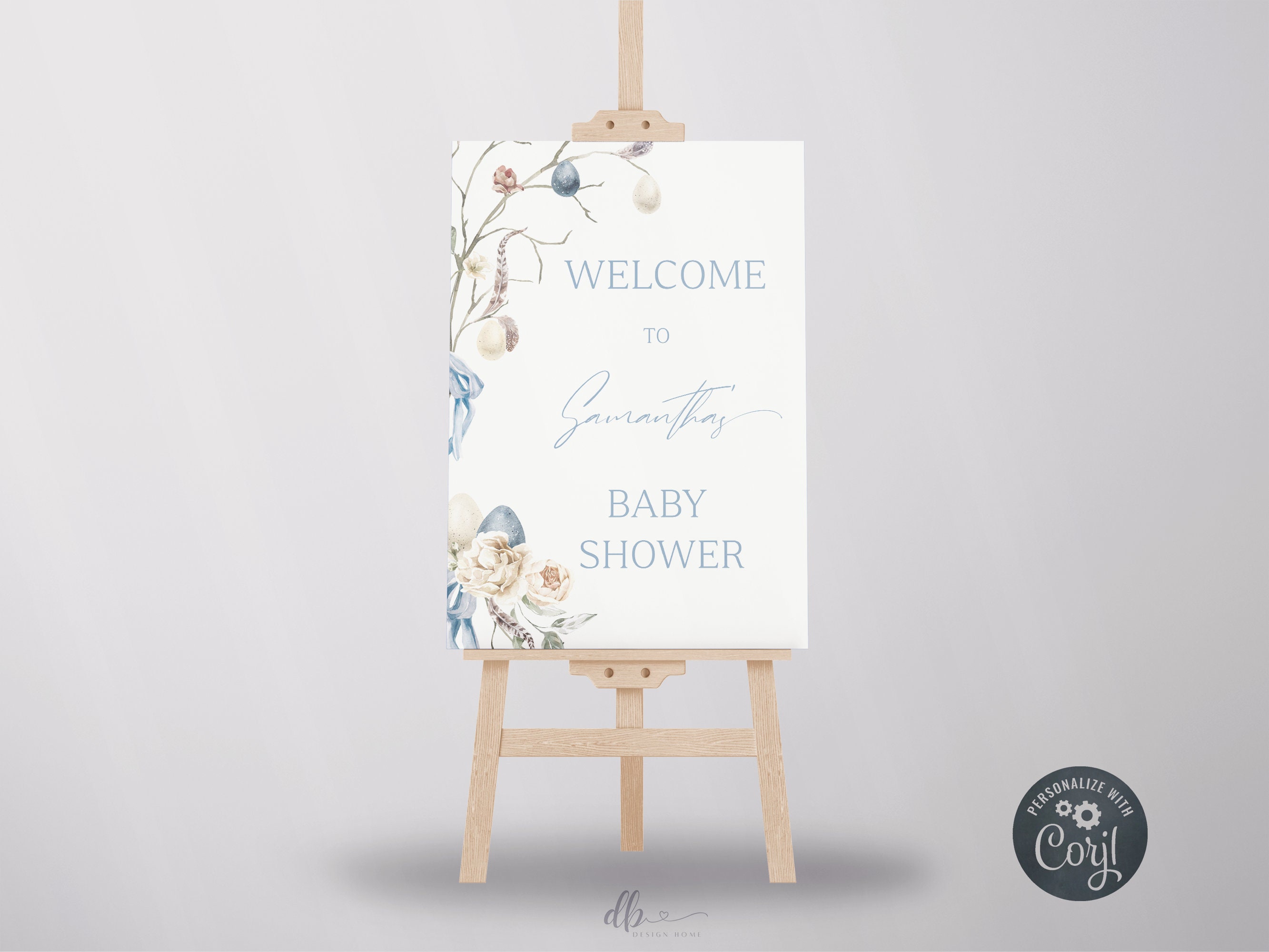 Editable Boy Baby in Bloom Baby Shower Welcome Sign, Easter Baby Shower ...