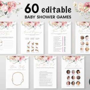 Editable Baby in Bloom Baby Shower Games Bundle, Baby Prediction, Baby Bingo, Spring Floral Baby Shower, Wildflower Baby Shower Games, BBS53