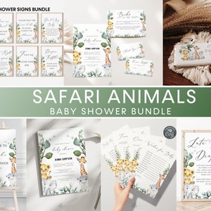 Safari Animals Baby Shower Bundle, Editable Safari Baby Shower Invitation Set, Jungle Animals Baby Shower, Gender Neutral, Coed Baby, BBS22