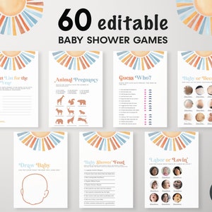 Editable Sunshine Baby Shower Game Bundle, Here Comes the Son Baby ...
