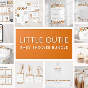 Little Cutie Babypartyeinladung Bundle, Cutie Babypartyeinladung, Orange Babypartyeinladung, Citrus Babyparty, bearbeitbar, BBS59