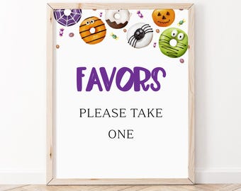 Halloween Donuts and Diapers Baby Favors Sign, Girl Donut Baby Shower, Sweets Sprinkle Baby Shower, Donuts Baby Shower Sign, BBS94