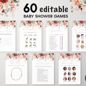 Editable Baby in Bloom Baby Shower Game Bundle, Coed Baby Shower, Spring Flowers Baby Shower Game Pack, Wildflower Baby Shower Games, BBS63