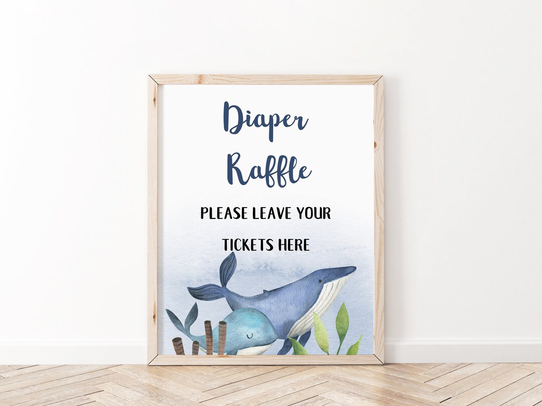 Aquatic Underwater Baby Shower Diaper Raffle Sign, Underwater Baby