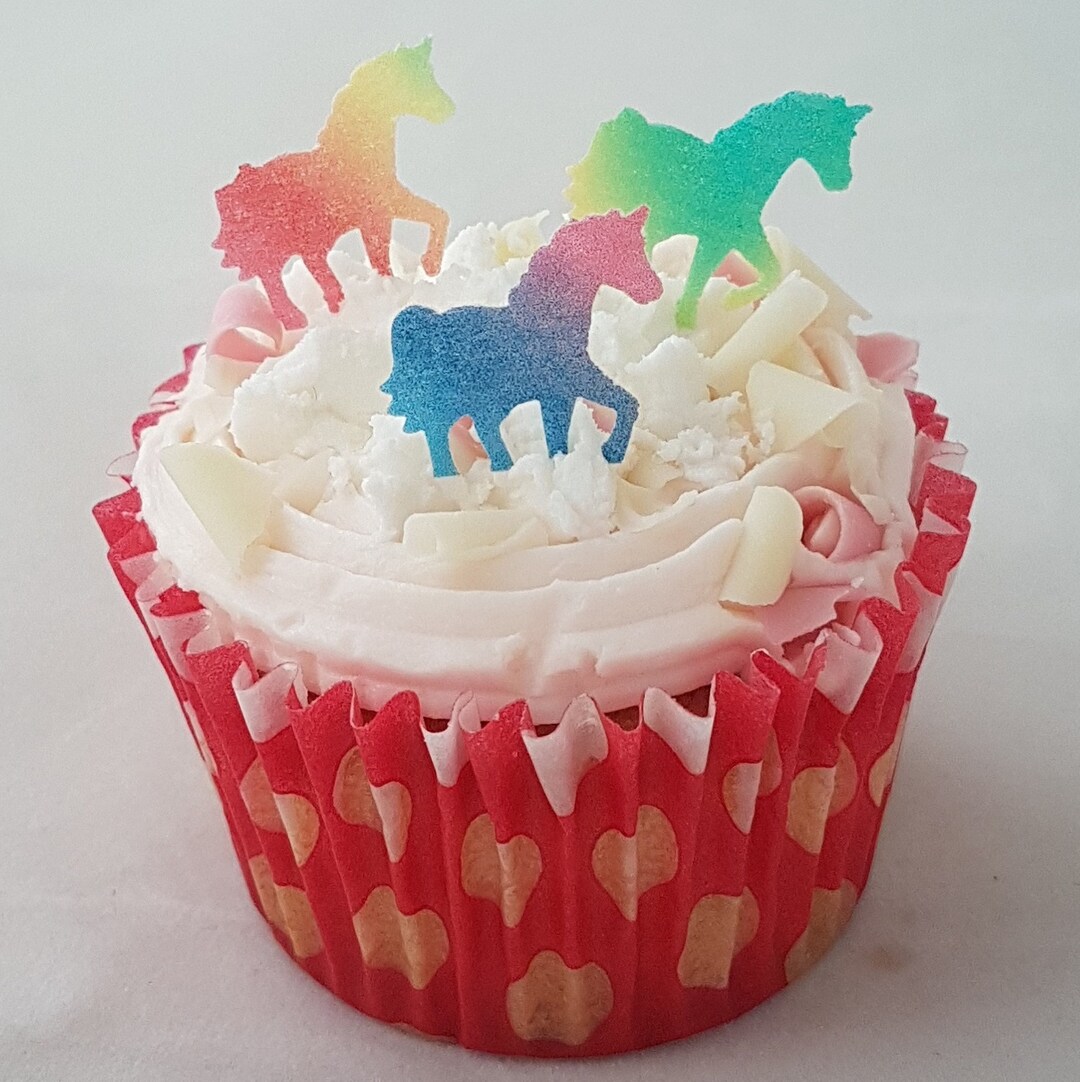 36 X Edible Unicorns Wafer Rice Paper Cup Cake Decorations Toppers ...