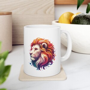 Watercolor Lion Mug | Mug for Lion Lovers | Leo | Lion Cup | Animal Mug | Gift For Animal Lovers | Ceramic Mug | Coffee Cup | Birthday Gift