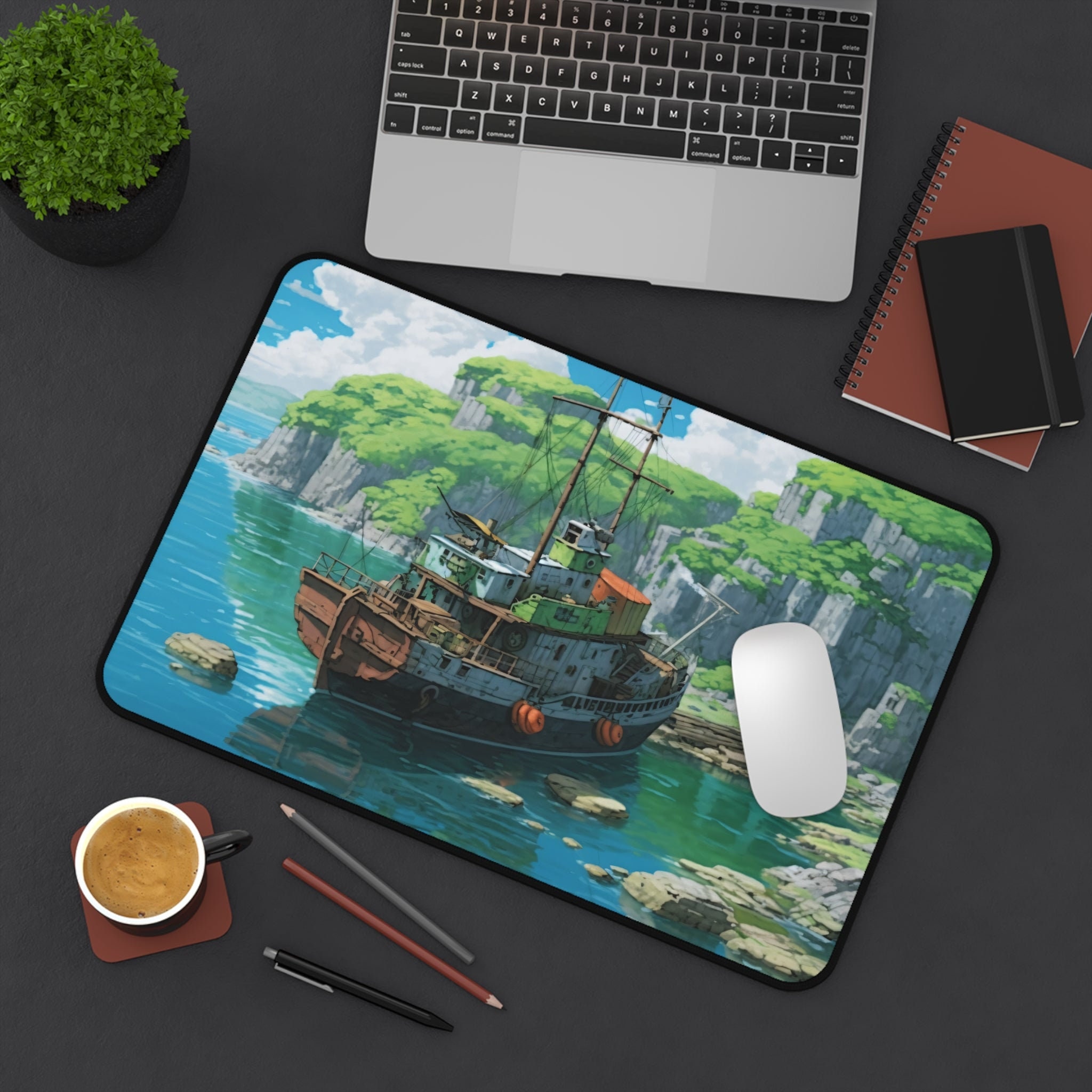 Tapis de bureau gaming bateau anime