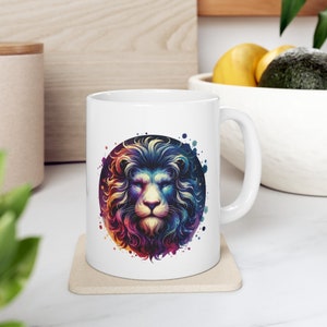 Watercolor Lion Mug | Mug for Lion Lovers | Leo | Lion Cup | Animal Mug | Gift For Animal Lovers | Ceramic Mug | Coffee Cup | Birthday Gift
