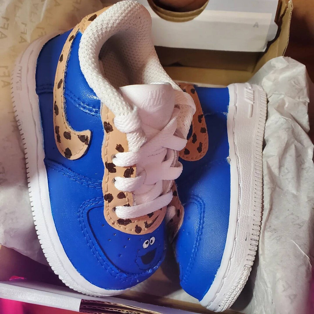 Cookie Monster Custom Baby Air Force Sneakers Shoes Sesame Etsy