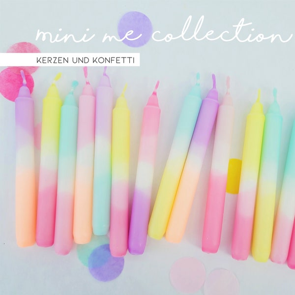 6er Set | Mini Dip Dye Kerzen | Geburstagskerzen Mix