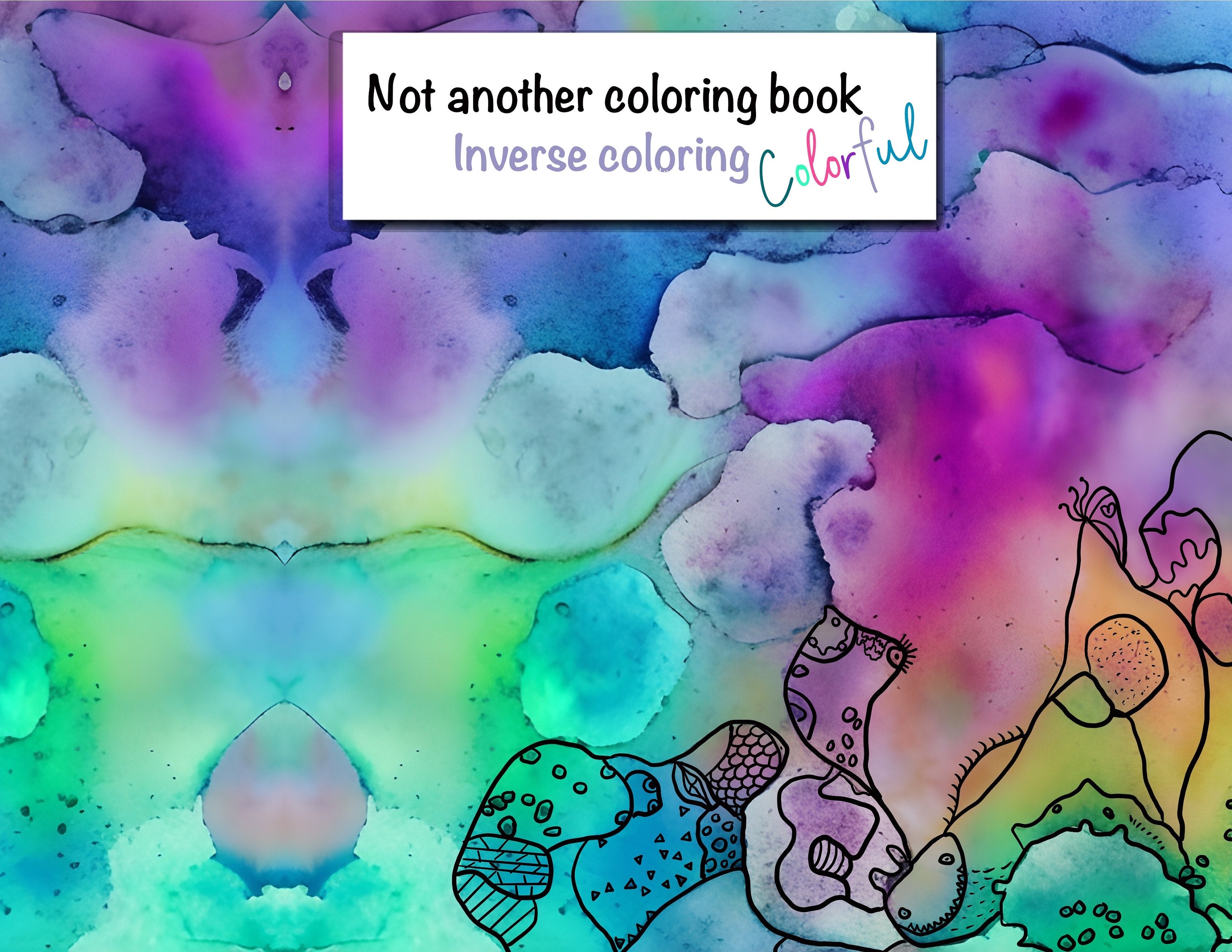 Inverse Coloring Pages Colorful Etsy