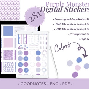 Purple Monstera Themed Digital Stickers