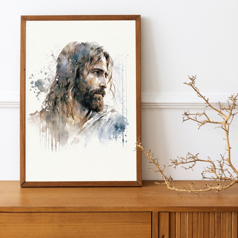 Digital Download Portrait of Jesus, Watercolour Art, Christian Art