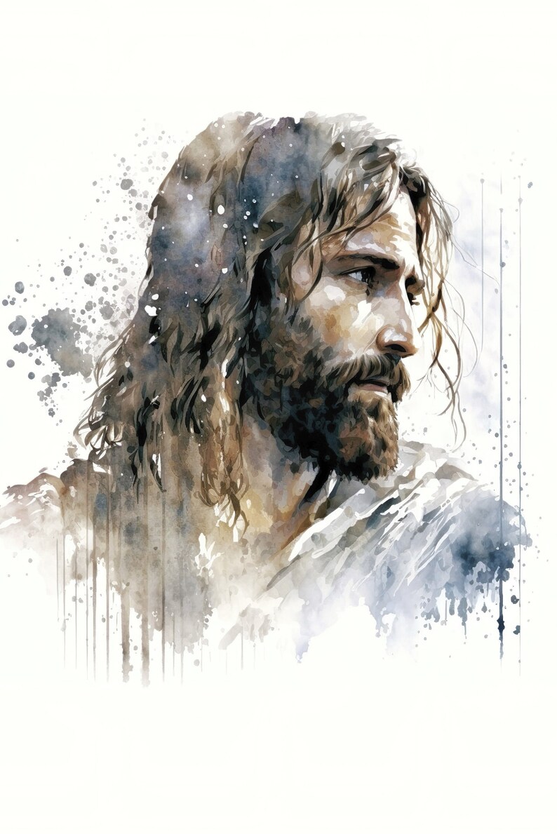 Digital Download Portrait of Jesus, Watercolour Art, Christian Art