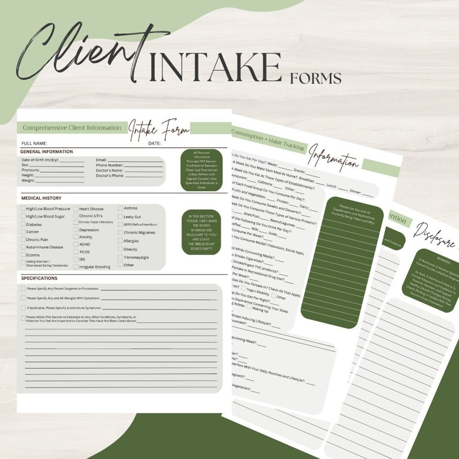 Nutrition Coach Client Intake Form Bundle Download - Etsy