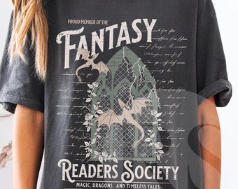 Fantasy Readers Society Shirt for Romantasy Reader, Fantasy Reader Shirt for Book Lover, Dragon Book Club Tee, Librariancore Bookish Things
