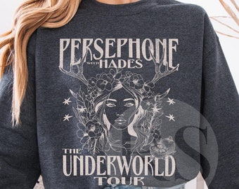 Persephone and Hades Sweatshirt, Pomegranate Sweatshirt, Greek Mythology Gift, Goddess Distressed Band Tee Sweater, Goddess Apparel