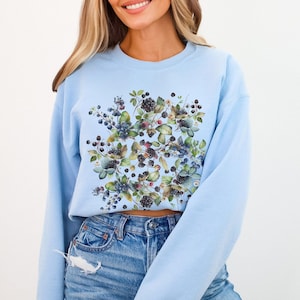Blueberry Sweater, Blackberry Sweatshirt, Berry Print, Berry Cottagecore, Blueberry Garden Aesthetic Cozy Sweatshirt, Berry Lover Gift