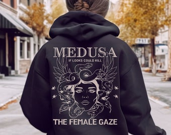 The Female Gaze Medusa Hoodie, Medusa Head Goddess Sweatshirt, Snake Crew Neck, Greek Mythology, Greek Goddess, Witchy Grunge Dark Academia