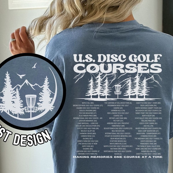 US Disc Golf Courses T-Shirt Front and Back Design, Frisbee Golf Comfort Colors® Tee, Gift for Disc Golfer