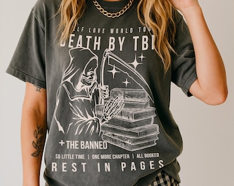 Death by TBR Shirt, Comfort Colors® Witchy Dark Academia TShirt, Reading TBR Pile Tee Gift for Reader